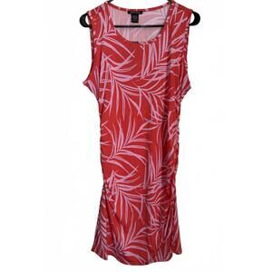 NEW Robert Louis Tropical Dress Size Large Sleeveless Red Pink Summer Polyester